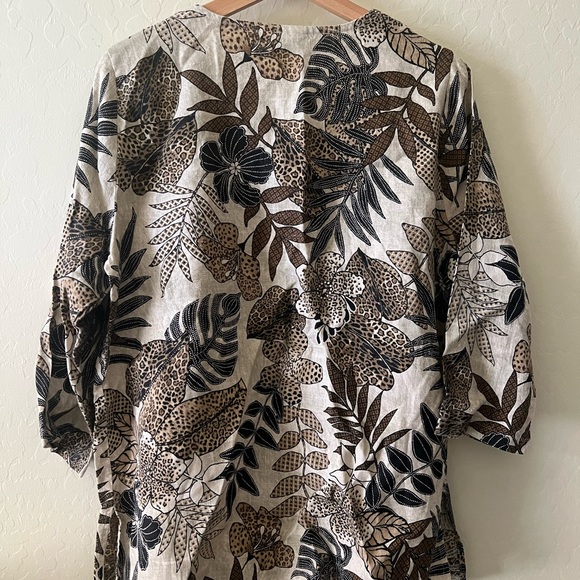 Hot Cotton Leopard Print linen Top - Picture 3 of 5